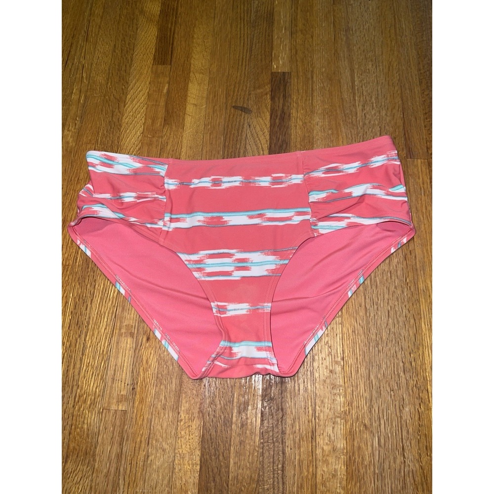 Aerie Women Medium Pink White Aqua Blue Midi Raise Bikini Swim Summer Bottom
